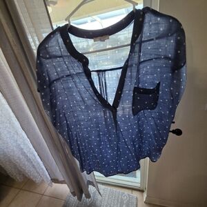 Elegant Navy Polka Dot Blouse
